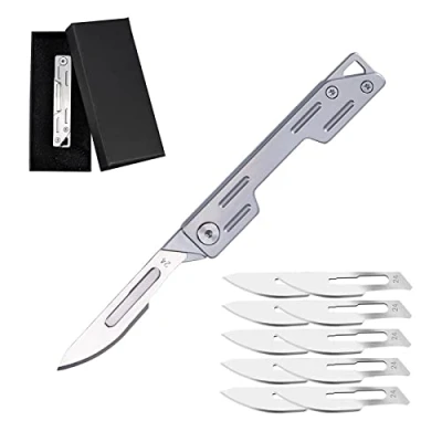 Imagen de behound EDC Pocket Utility Knife with 10 Pcs of No. 24 Replaceable Blades (Sliver)