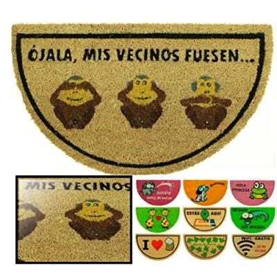 Imagen de LucaHome Felpudo de Coco Natural 70x40 con Base Antideslizante, Divertido Monitos,Felpudo Absorbente Entrada casa, Ideal para Puerta Exterior o Pasillo