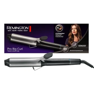 Imagen de Remington Rizador de Pelo Pro Big Curl, Ondulador con Pinza 38 mm, Rizos Grandes y Ondas Suaves, Cerámica Titanio, Turmalina, Protección Brillo, 8 Temperaturas hasta 210C, CI5538
