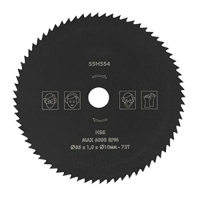 Imagen de Akozon 1 PC Disco de corte hoja sierra circular HSS 85mm * 10mm 72T Herramienta para trabajar la madera metal plástico (Diámetros exteriores: 85 mm, diámetro del agujero: 10 mm)