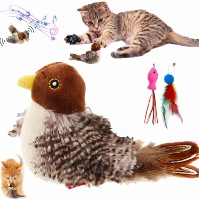 Imagen de Qosneoun Pajaro para Gatos, Flappy Chase, Volador Juguete Bird Cat Toy, Pájaro Tres Modos Gato (A)