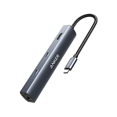 Imagen de Anker PowerExpand Adaptador Ethernet 6 en 1, PD Hub, 65 PD, HDMI 4K, de 1 Gbps, Datos, 2 Puertos Datos USB 3.0, Compatible con MacBook Pro, Air, iPad XPS