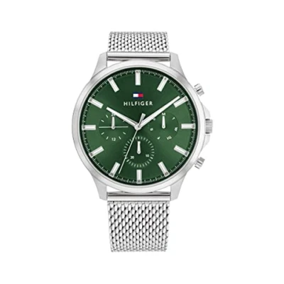 Imagen de Tommy Hilfiger Reloj Analógico de Cuarzo multifunción para hombre con correa malla acero inoxidable plateada 1710499
