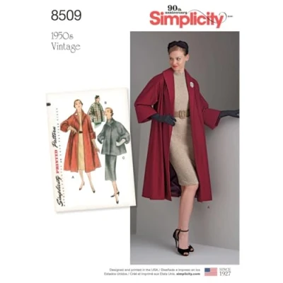 Imagen de Simplicity US8509R5 8509 R5 Patrones de Costura para Abrigo o Chaqueta Mujer, Papel, Blanco, 22.00 x 15.00 1.00 cm