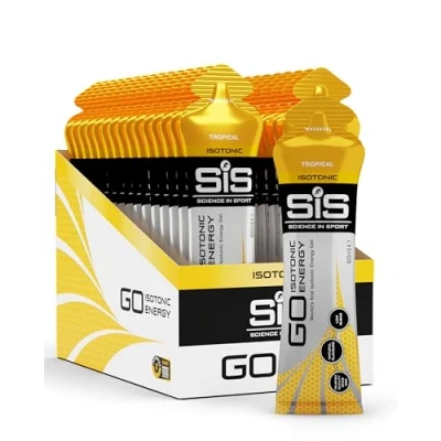 Imagen de Science in Sport GO Isotonic Energy Gel 30x60ml Frutas tropicales, vegano Formulación isotónica con 22g de carbohidratos, Buen aporte energía, Alternativa ideal a las bebidas isotónicas