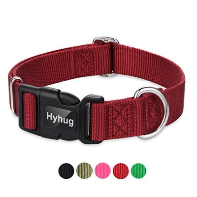 Imagen de Cuello de Trabajo Pesado clásico Color sólido para Perros Grandes, medianos y pequeños, Ajuste diseño único. (Medio M, Rojo)