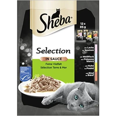 Imagen de Sheba Comida húmeda para gatos Exquisita Diversidad en Salsa, Multipack de 4 Unidades (4 x 12 85 g)