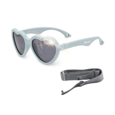 Imagen de Maesy Gafas de sol para bebé Maes 0 2 años Flexibles Banda elástica ajustable Protección polarizada UV400 Niños y niñas Corazón (Azul claro)
