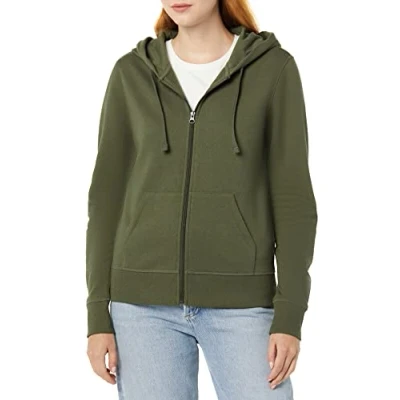 Imagen de Amazon Essentials Sudadera con Capucha de Forro Polar Cremallera Completa (Disponible en Tallas Grandes) Mujer, Verde Oliva Oscuro, XS