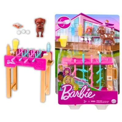 Imagen de Barbie Set de Juego con futbolín, Perrito y Accesorios Juguete para muñecas, Regalo niñas niños +3 años (Mattel GRG77)