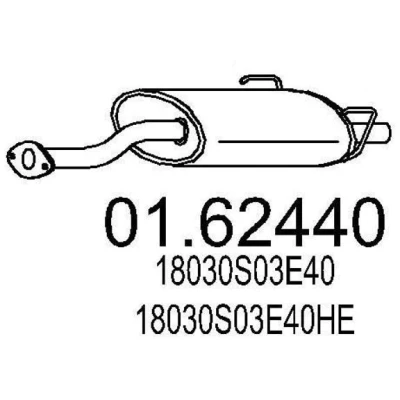 Imagen de MTS 01.62440 Silenciador trasero 830 HONDA: CIVIC 6 Hatchback, Fastback