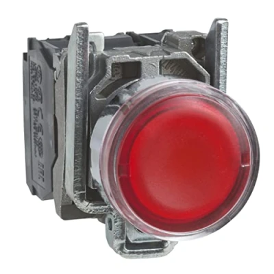 Imagen de Schneider Electric XB4BW34B5 Pulsador Luminoso Diámetro 22, Retorno Resorte Nivelado, 24 V, 1 NA + NC, Rojo
