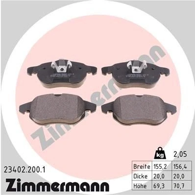 Imagen de ZIMMERMANN 23402.200.1 Juego de pastillas freno preparado para indicador desgaste Foto correspondiente a la entrega OPEL: Zafira B, Astra H GTC