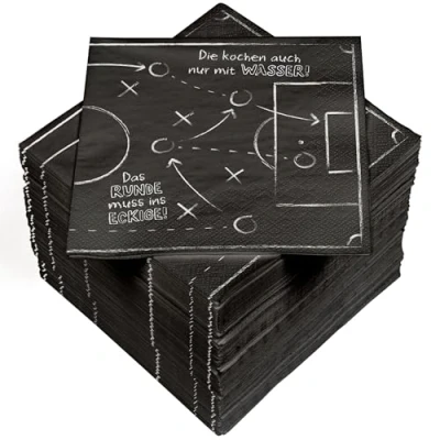 Imagen de HEKU 100 servilletas, 3 capas, 33 x cm, absorbentes y prácticas, fabricadas en Europa, ideales para bodas, aniversarios ocasiones especiales, fiesta de fútbol