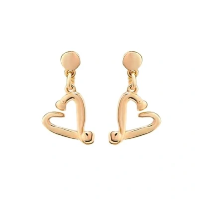 Imagen de UNOde50 Pendientes bañados en oro de 18k con forma corazón clavado