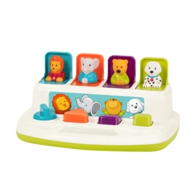 Imagen de Battat Juguete Causa Efecto de Desarrollo con Botones y Colores Juguetes Animales Para Clasificar Niños, Niños Pequeños, Bebés 18 Meses + Pop Up Pals