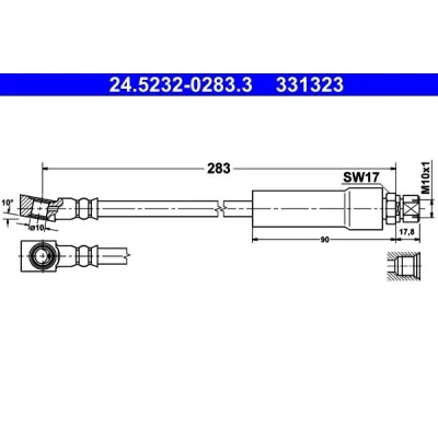 Imagen de ATE 24.5232 0283.3 Latiguillos de Freno 280 M10x1 OPEL: Corsa A CC, TR