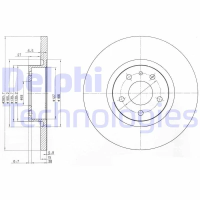 Imagen de DELPHI BG3420 Disco de freno 281 15 5 macizo aceitado sin procesar cojinete rueda, anillo sensor ABS ALFA ROMEO: 147, 156 Berlina