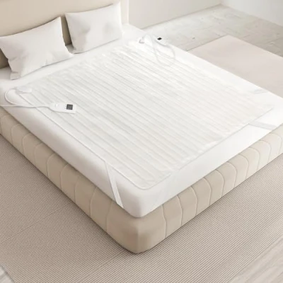 Imagen de Manta Calefactora con 2 Mandos 140x160cm, Poliéster, Eléctrica Grande 5 Niveles de Temperatura y Sistema Seguridad, Protección Contra Sobrecalentamiento, Lavable