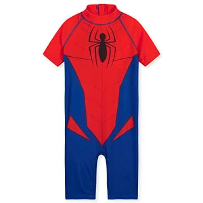Imagen de Marvel Bañador Niño Spiderman Avengers Natacion Traje de Baño Manga Corta Una Pieza para Playa Piscina Ropa 3 10 Años (Rojo/Azul Spiderman, 4 5 años)