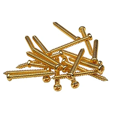 Imagen de Musiclily Basic 2,8x17mm Metal Rosca Métrica Tornillos de Madera Pastillas para Pastilla Single Coil/Humbucker, Dorado (Juego 20)