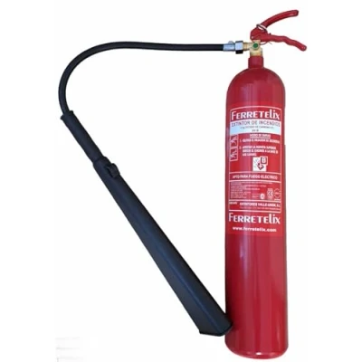 Imagen de Ferretelix Extintor CO2 5 kg dióxido de carbono incluye soporte pared certificado directiva 2014/68/EU Fecha fabricacion 2024