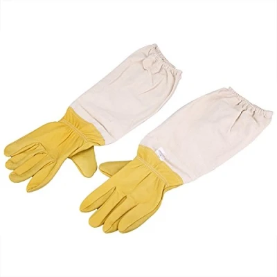 Imagen de Zerodis Guantes de apicultura Piel cabra elástica y lona con mangas largas hinchadas Herramientas Accesorios Equipo (XL)