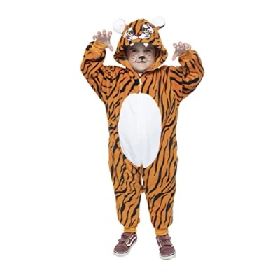 Imagen de Rubies Disfraz tigre para niños y niñas, Unisex, Mono con capucha de cabeza cola, Original Rubies, Ideal halloween, navidad, carnaval cumpleaños.