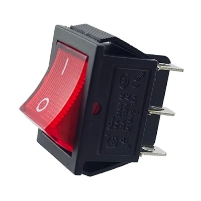 Imagen de Interruptor basculante de 2 polos (6 pines) 16 A 250 V CA 28,5 x 21,1 mm balancín iluminado