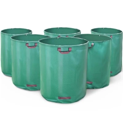 Imagen de VOUNOT 6 x Sacos Basura 500L Bolsas de Jardín, Bolsa Residuos con Asas, Plegables y Reutilizables