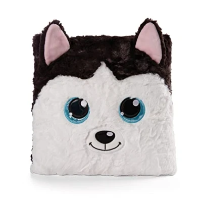 Imagen de NICI Cojín GLUBSCHIS Husky Barkley 30x30cm Blanco y Negro Almohada mullida, niñas, bebés Amantes de los Peluches, Ideal para casa, la guardería o Viaje, Color (48589)