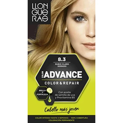 Imagen de Llongueras Color Advance Tinte Pelo Mujer Coloración Permanente Intenso Hasta 5 semanas Tono 8.3 Rubio Claro Dorado