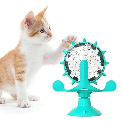 Imagen de OwnLifeYF accesorios para mascotas, molino de viento, gatos, juguetes, bola fuga divertida comedero automático, juguete azul interactivo