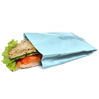 Imagen de NERTHUS Bolsa para Sandwich Reutilizable Azul Pastel, ecológica, Adaptable, facil de Limpiar y Apta Lavadora, 10,5x14x18,5 cm, FIH 739