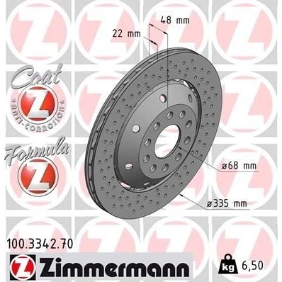Imagen de ZIMMERMANN FORMULA Z COAT 100.3342.70 Disco de freno AUDI: A6 C5 Avant, Berlina