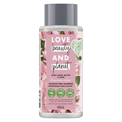 Imagen de Love Beauty &amp; Planet Shampooing Femme Vegan Eclosion de Couleur, Beurre Muru et Rose, Formule pour Cheveux Colorés Certifié 400ml