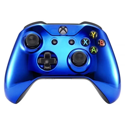 Imagen de eXtremeRate Funda Delantera Carcasa Protectora de la Placa Frontal Cubierta Antideslizante para Xbox One S X Mando Model 1708(Azul Cromado)