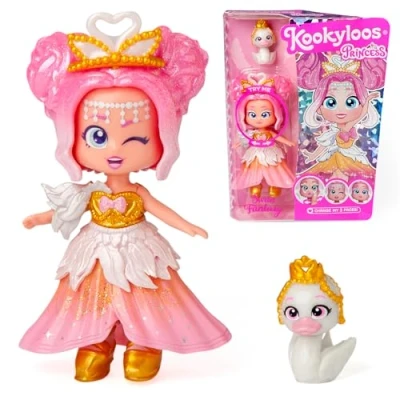 Imagen de KOOKYLOOS Serie Princess, Swan Fantasy Muñeca Coleccionable de la Princess. Contiene muñeca, Conjunto Ropa y Zapatos temática Princesa,Accesorio Mascota.¡1 3 Caras Diferentes!