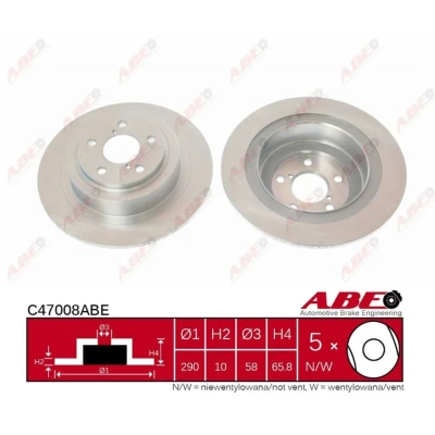 Imagen de ABE C47008ABE Disco de freno Eje trasero 290 10 5 macizo SUBARU: Outback III, Forester II, I