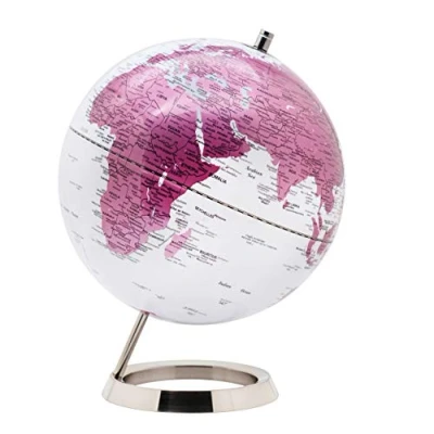 Imagen de Exerz 25cm Globo terráqueo con una Base De Acero Inoxidable En Inglés Empaquetado Caja Kraft Primera Calidad, (25cm Rosado)