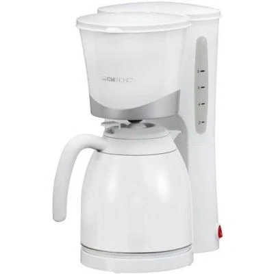 Imagen de Clatronic KA 3327 Weiss Cafetera de Goteo con Jarra Termo, Capacidad 8 10 Tazas 1 litro, Blanca Plata, 870W, 870 W, Cups, plástico