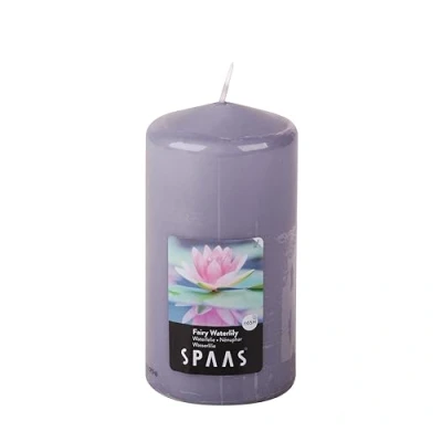 Imagen de Spaas Vela perfumada en forma de cilindro 80/150 mm, ± 65 horas, diseño nenúfares, color gris
