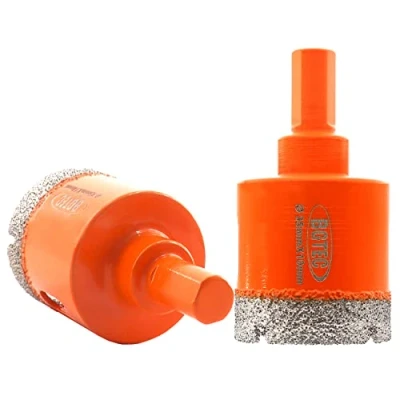 Imagen de BGTEC Juego Brocas diamante Seco 2 piezas 35mm Corona de soldada al vacío con mango triangular 10mm para cerámica gres porcelánico mármol granito piedra artificial