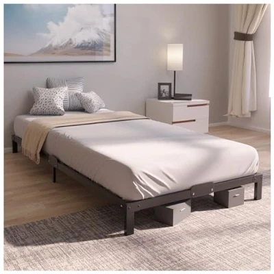 Imagen de Dreamzie Cama de Metal con Somier 90x200 cm 90 200 Patas Altura 25 Camas Individuales Resistente Montaje Sencillo