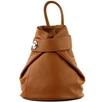 Imagen de modamoda de T179 mochila mujer piel italiana, Color:coñac