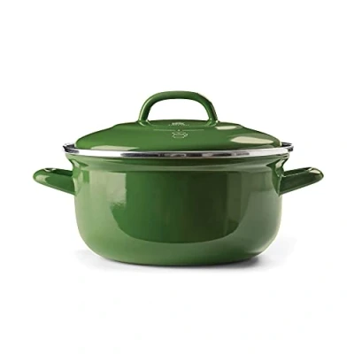 Imagen de BK Indigo Cacerola Tradicional Holandesa con Esmalte Alemán y Tapa Revestimiento Cerámico Antiadherente sin PFAS, 24 cm/4,2 Litros, Inducción, Apta para Lavavajillas Horno, Verde
