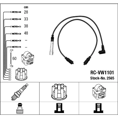 Imagen de NGK 2565 Juego de Cables Encendido 5 VOLKSWAGEN: GOLF 1, 2, 1 Cabriolet, AUDI: 100 C3 Berlina, Avant