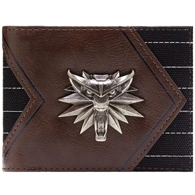 Imagen de The Witcher 3 Wild Hunt Medallón de Lobo Emblema Billetera/Cartera Bi Fold Porta ID &amp; Tarjetero, Marrón
