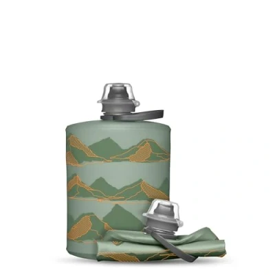 Imagen de HydraPak Mountain Stow botella de agua plegable (500 ml, viaje ultraligera y plegable, flexible para esquí, senderismo, bicicleta o escalada, color verde Sutro