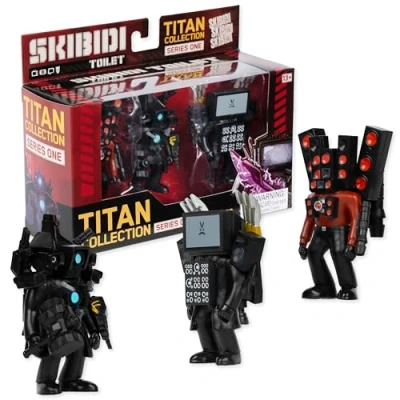 Imagen de SKIBIDI Toilet Titan Paquete de 3 Coleccionables Inodoro con Licencia Oficial